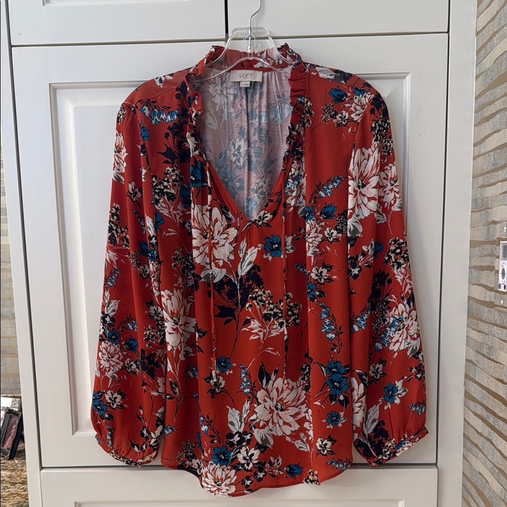 Loft Women's Orange Floral Top